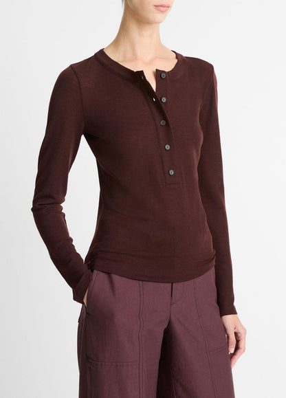 VINCE Value - Wool Long-Sleeve Henley in Shirts & Tees