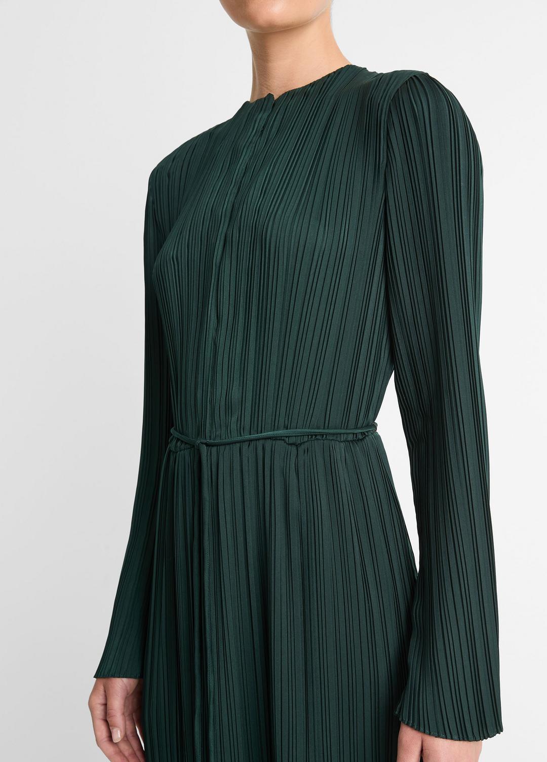VINCE Value - Pleated Satin Long-Sleeve Dress in Dresses & Skirts
