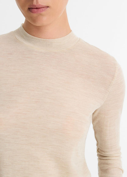 VINCE Sale - Wool Three-Quarter-Sleeve Mock-Neck Top in Shirts & Tees