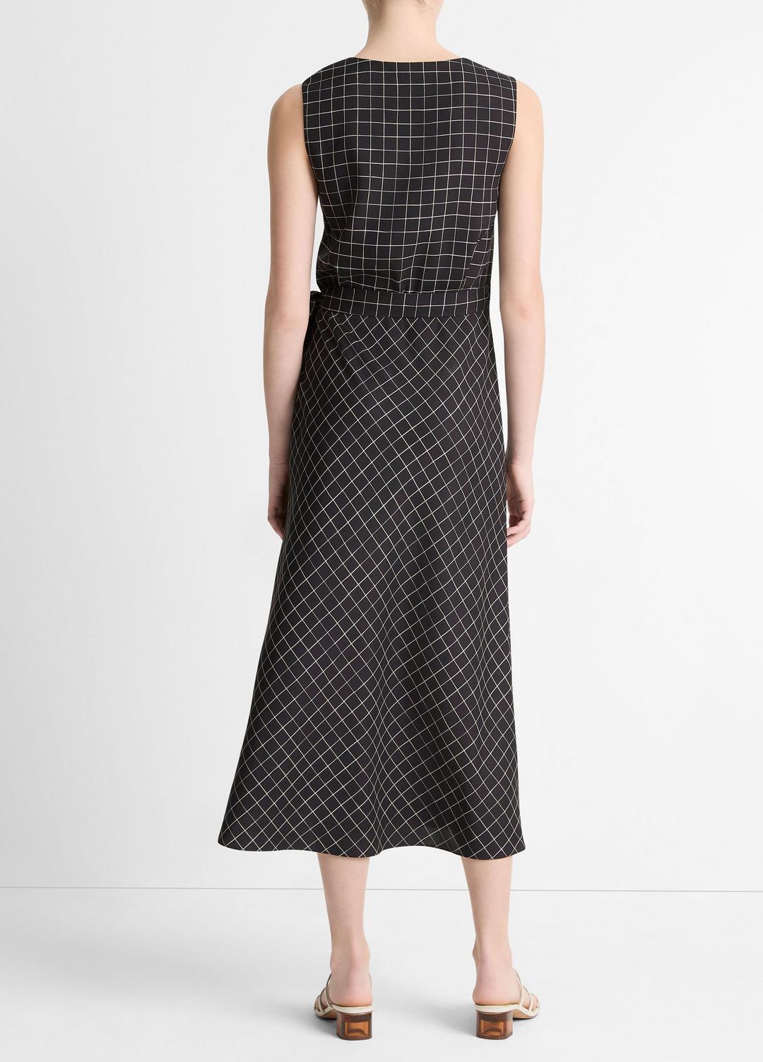 VINCE Latest - Trellis Plaid Draped Sleeveless Wrap Dress in Dresses & Skirts