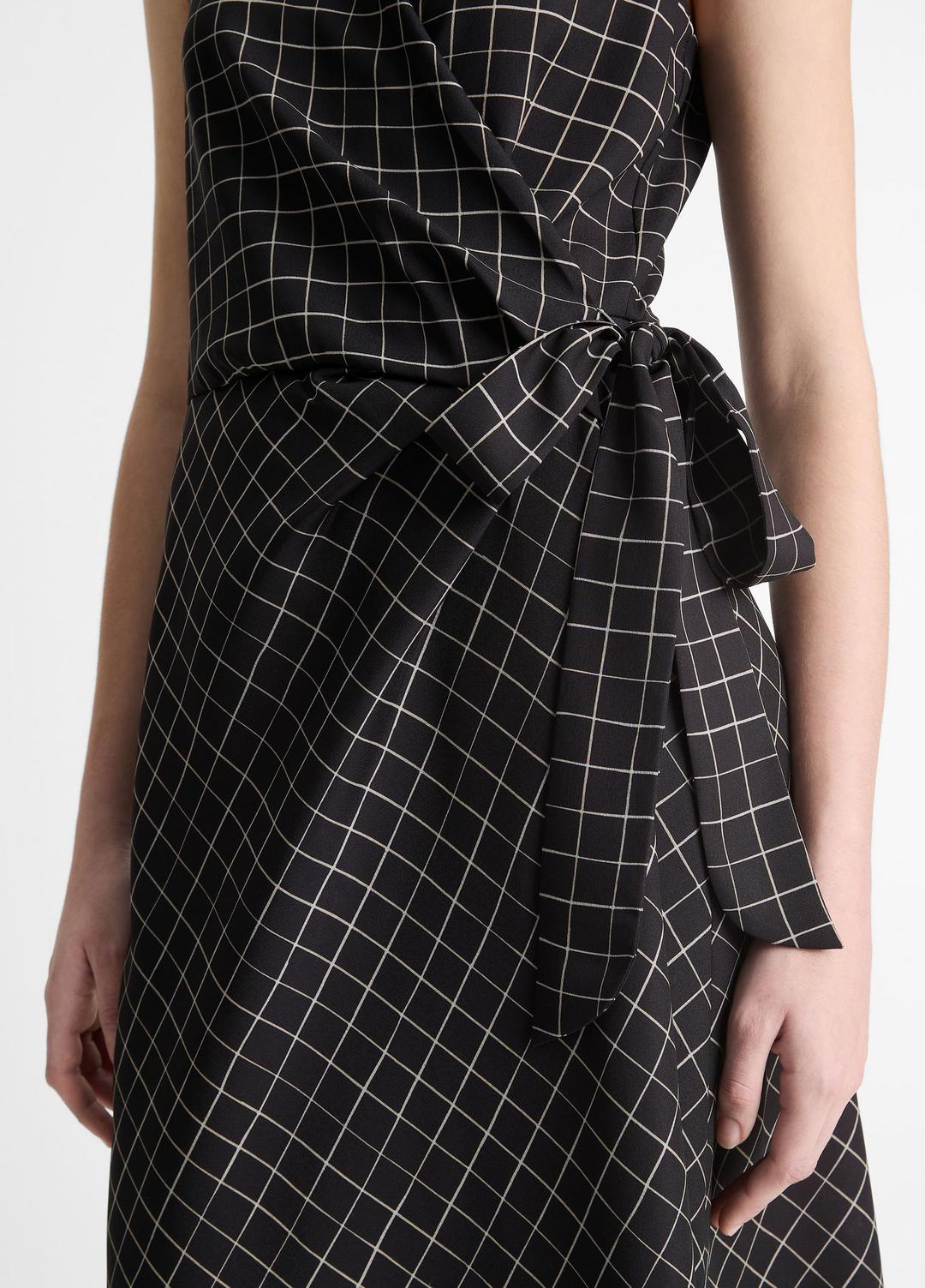 VINCE Latest - Trellis Plaid Draped Sleeveless Wrap Dress in Dresses & Skirts