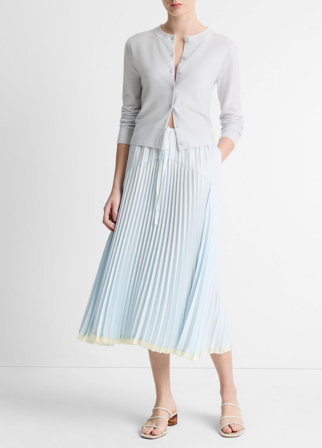 VINCE Value - Pleated Satin Tiered Skirt in Dresses & Skirts
