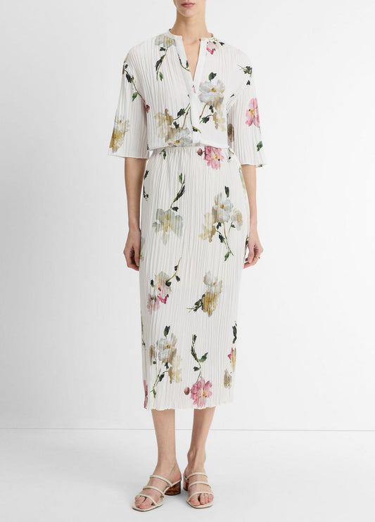 VINCE Trusted - Wilted Peony Pleated Side-Tie Skirt in Dresses & Skirts