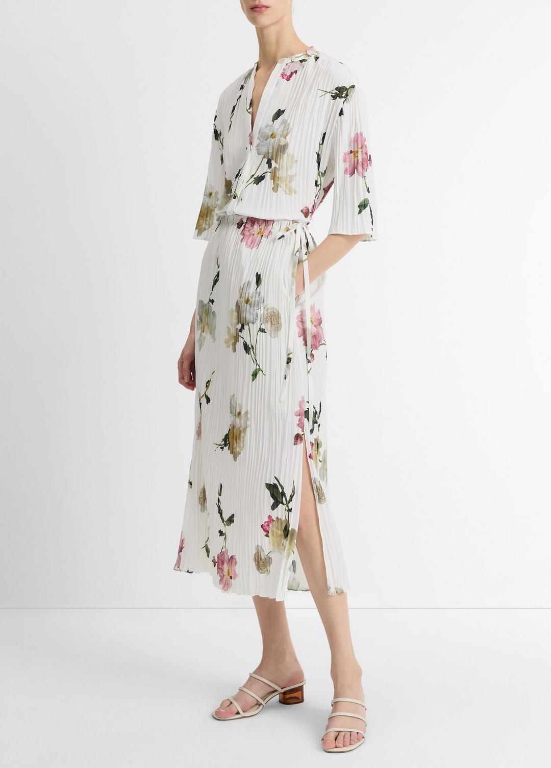 VINCE Trusted - Wilted Peony Pleated Side-Tie Skirt in Dresses & Skirts