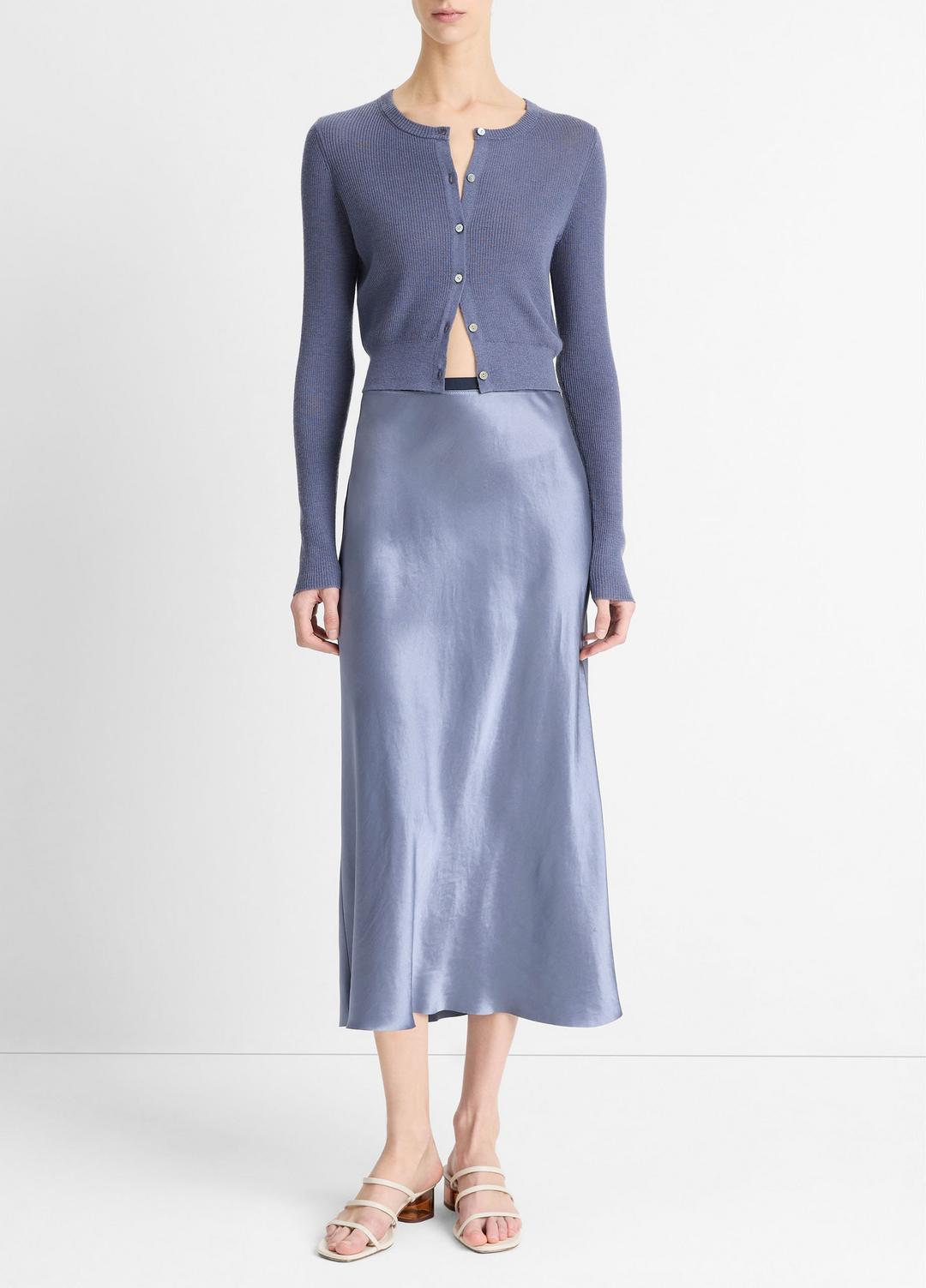 VINCE Hot Sale - Contrast-Waistband Satin Bias Skirt in Dresses & Skirts