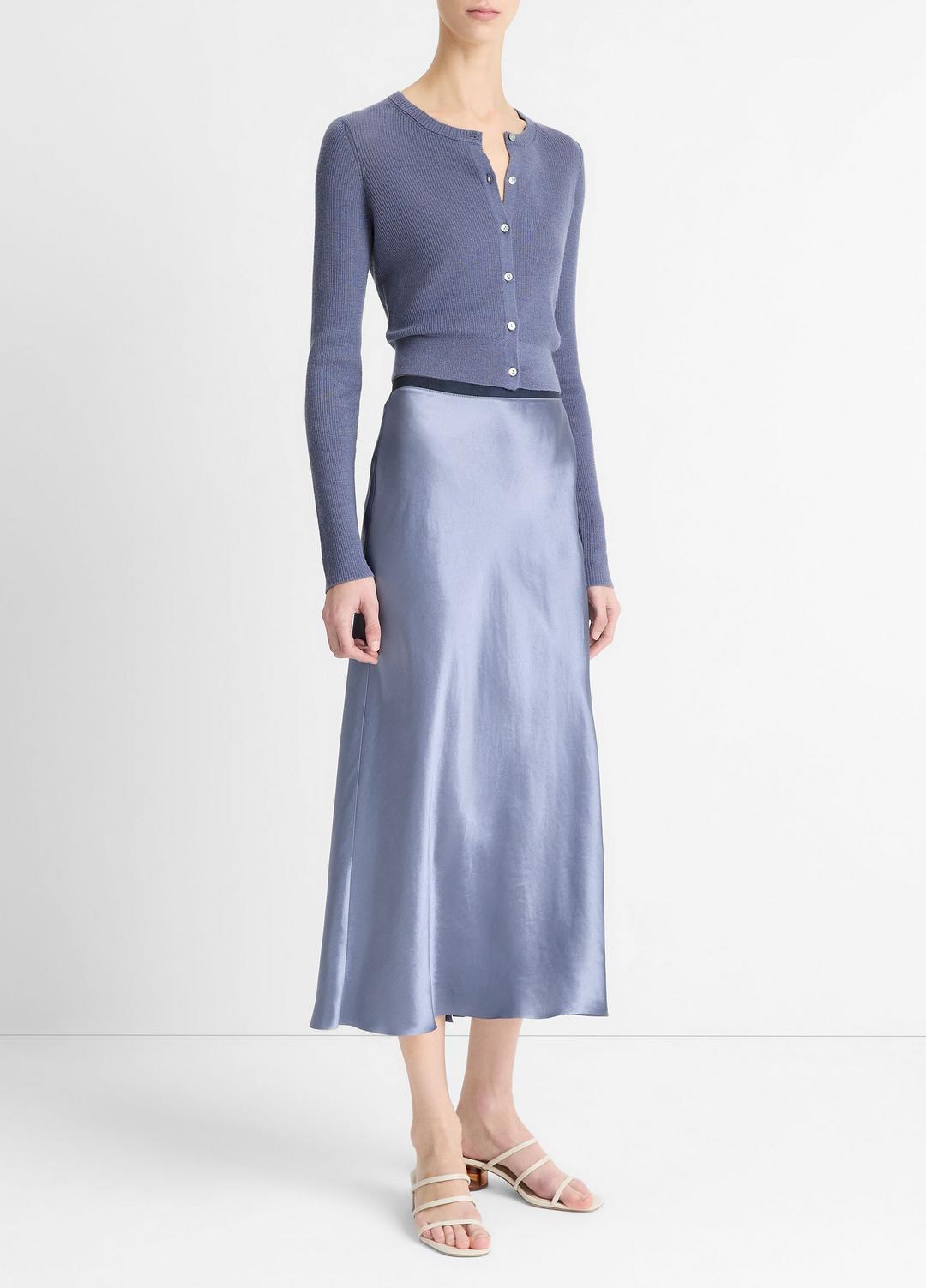 VINCE Hot Sale - Contrast-Waistband Satin Bias Skirt in Dresses & Skirts