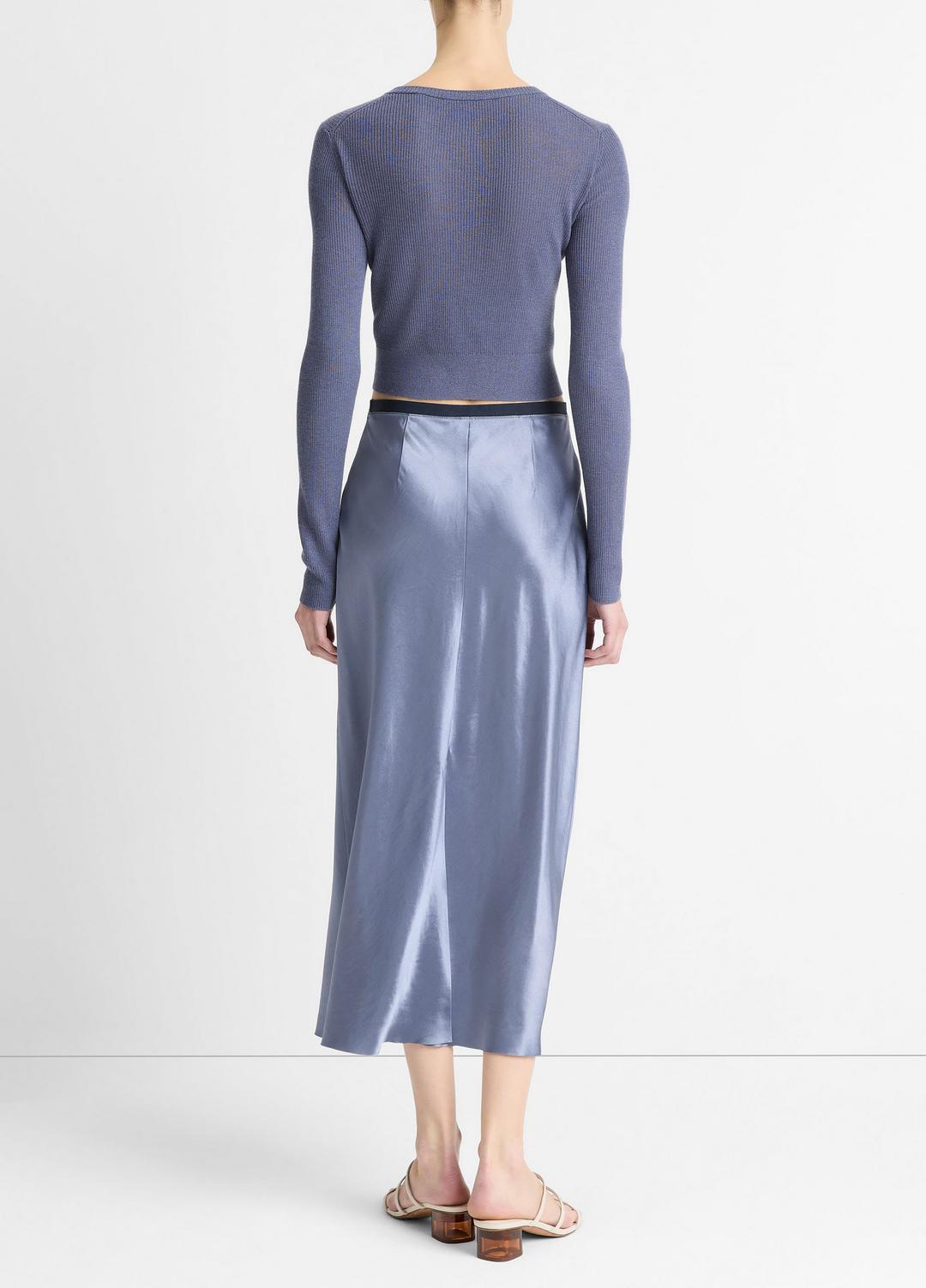 VINCE Hot Sale - Contrast-Waistband Satin Bias Skirt in Dresses & Skirts