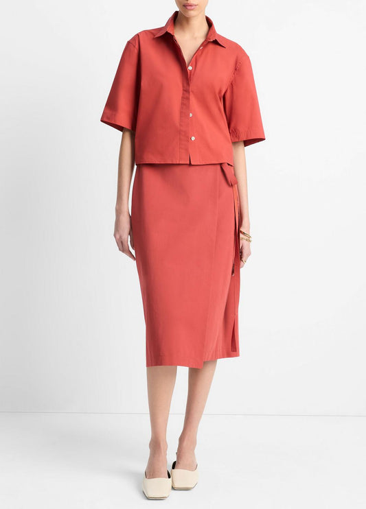 VINCE Great Value - Cotton-Blend Straight Wrap Skirt in Dresses & Skirts