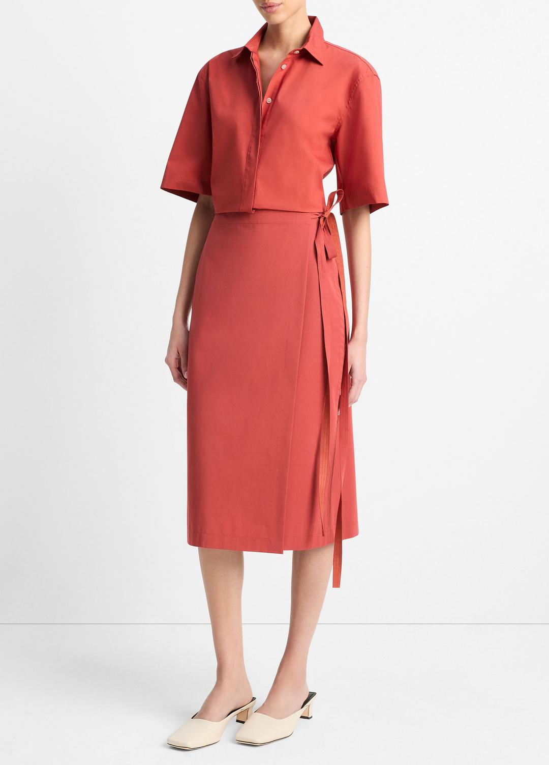 VINCE Great Value - Cotton-Blend Straight Wrap Skirt in Dresses & Skirts