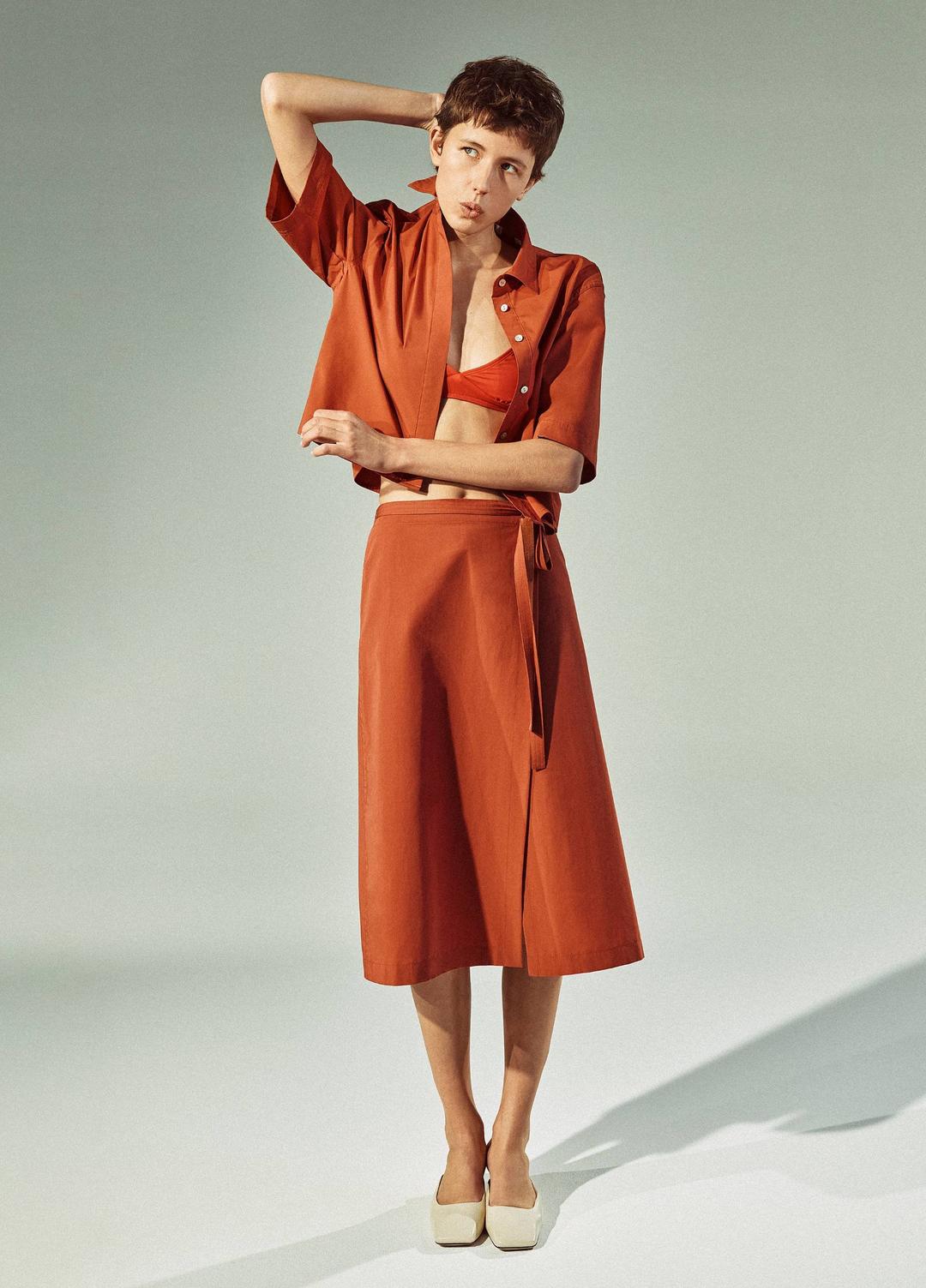 VINCE Great Value - Cotton-Blend Straight Wrap Skirt in Dresses & Skirts