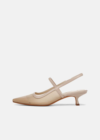 VINCE Special Offer - Venice Leather and Mesh Slingback Kitten Heel in Shoes