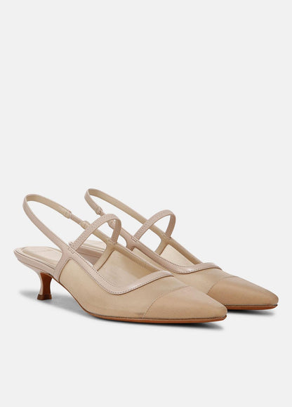 VINCE Special Offer - Venice Leather and Mesh Slingback Kitten Heel in Shoes
