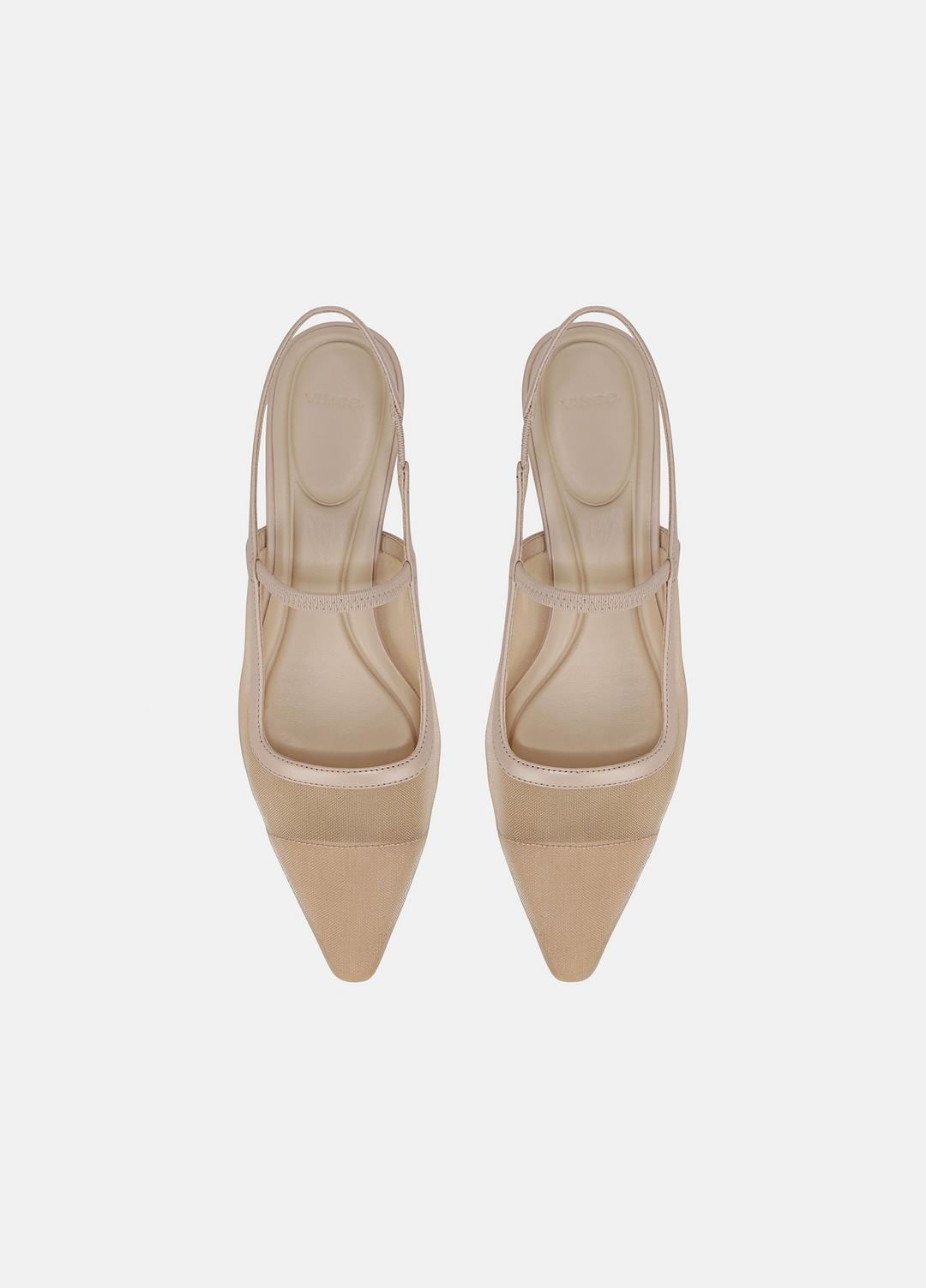 VINCE Special Offer - Venice Leather and Mesh Slingback Kitten Heel in Shoes