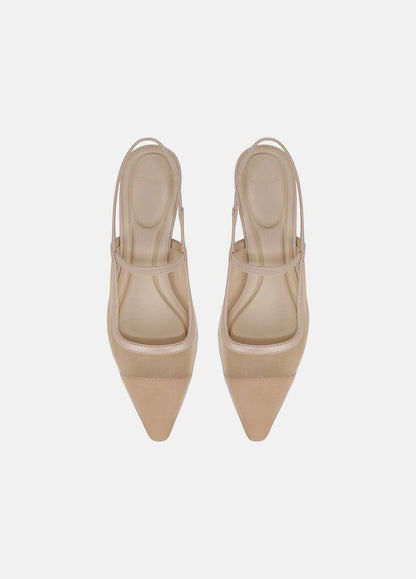 VINCE Special Offer - Venice Leather and Mesh Slingback Kitten Heel in Shoes
