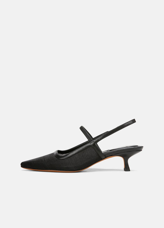 VINCE Discount - Venice Leather and Mesh Slingback Kitten Heel in Shoes