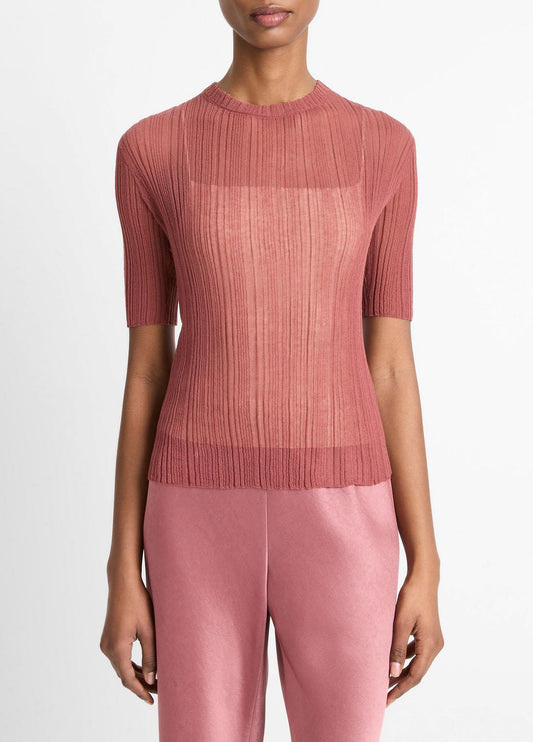 VINCE Great Value - Italian Cotton-Blend Double-Layer Top in Sweaters