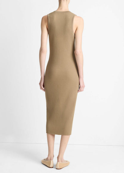 VINCE Everyday - Ribbed Cotton-Blend Button-Front Dress in Dresses & Skirts