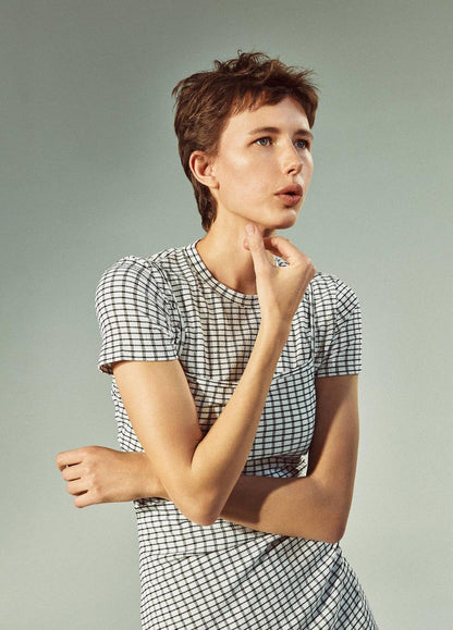 VINCE Quality - Checked Smocked Tank Dress in Dresses & Skirts