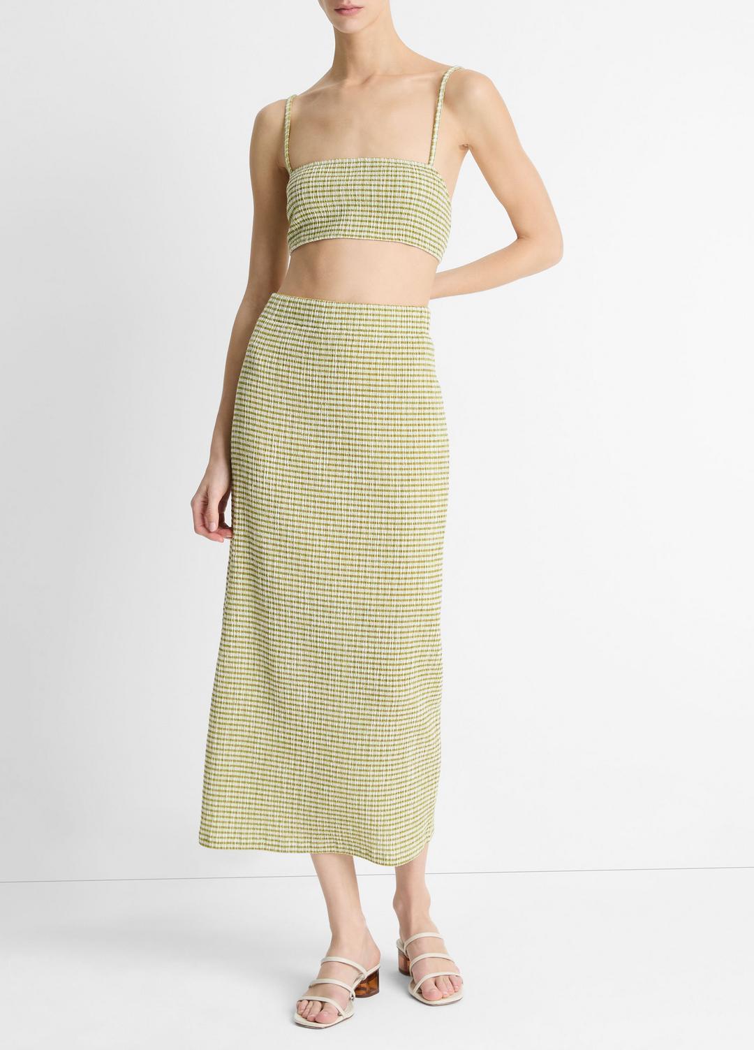 VINCE Trusted - Checked Smocked Midi Skirt in Dresses & Skirts