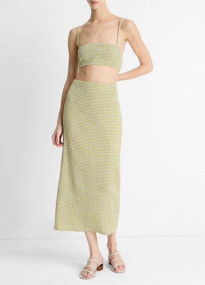 VINCE Trusted - Checked Smocked Midi Skirt in Dresses & Skirts