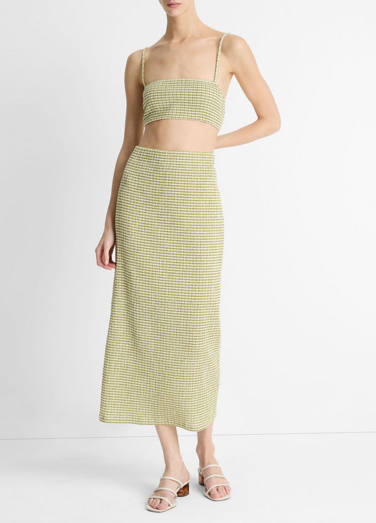 VINCE Trusted - Checked Smocked Midi Skirt in Dresses & Skirts