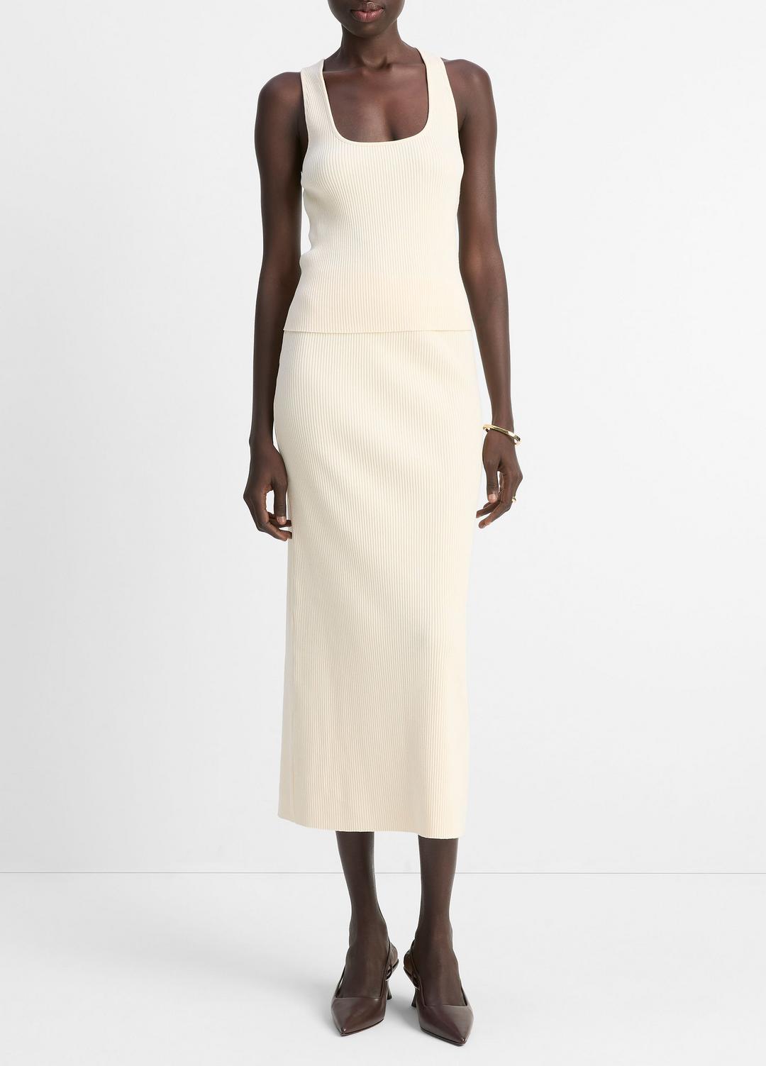 VINCE Sale - Ribbed Cotton-Blend Midi Skirt in Dresses & Skirts