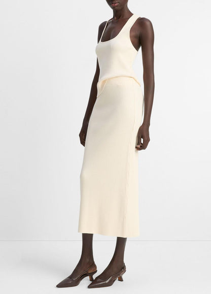 VINCE Sale - Ribbed Cotton-Blend Midi Skirt in Dresses & Skirts