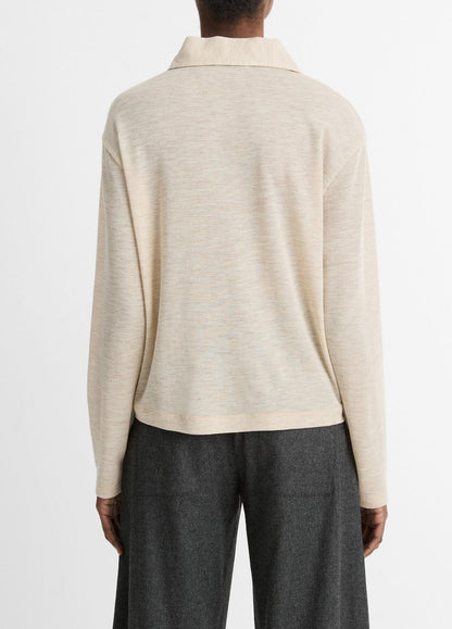VINCE Everyday - Wool Relaxed Long-Sleeve Polo Shirt in Shirts & Tees