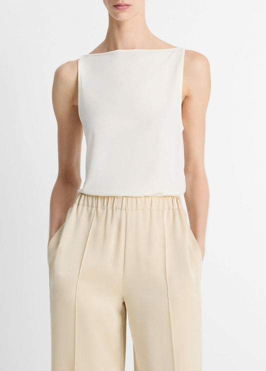 VINCE Premium - Matte Jersey Boat-Neck Tank in Shirts & Tees
