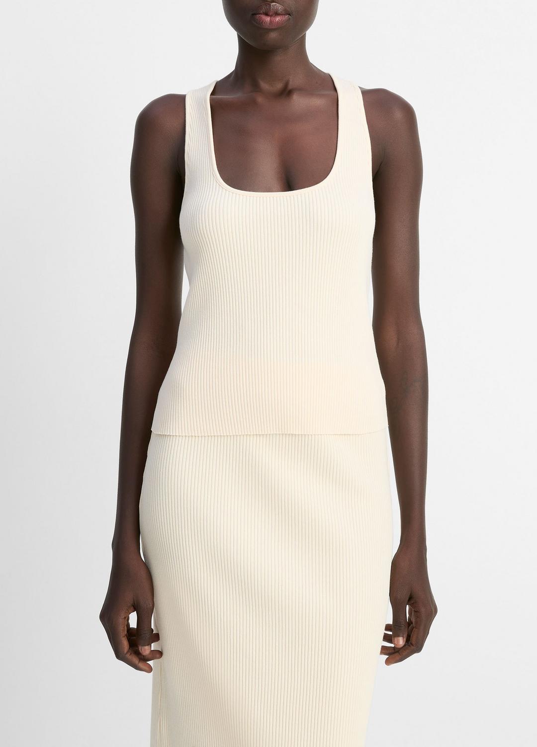 VINCE Premium - Ribbed Cotton-Blend Racerback Tank in Shirts & Tees