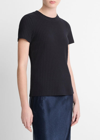 VINCE Customer Favorite - Ribbed Cotton-Blend Top in Shirts & Tees