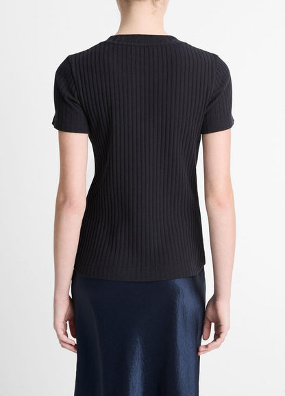 VINCE Customer Favorite - Ribbed Cotton-Blend Top in Shirts & Tees