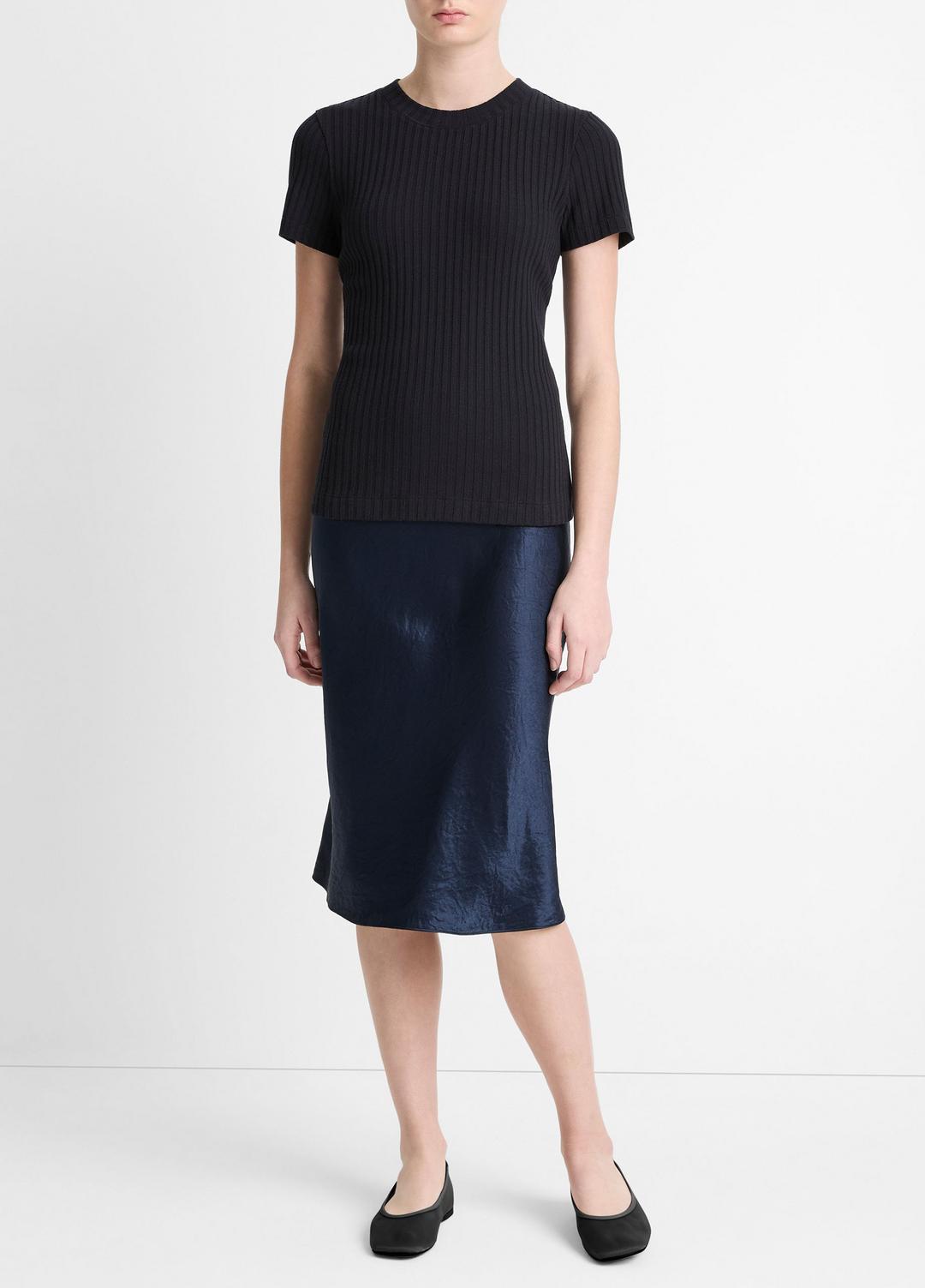 VINCE Customer Favorite - Ribbed Cotton-Blend Top in Shirts & Tees